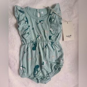 Kyte BABY Bubble Romper in Sage Shark NWT